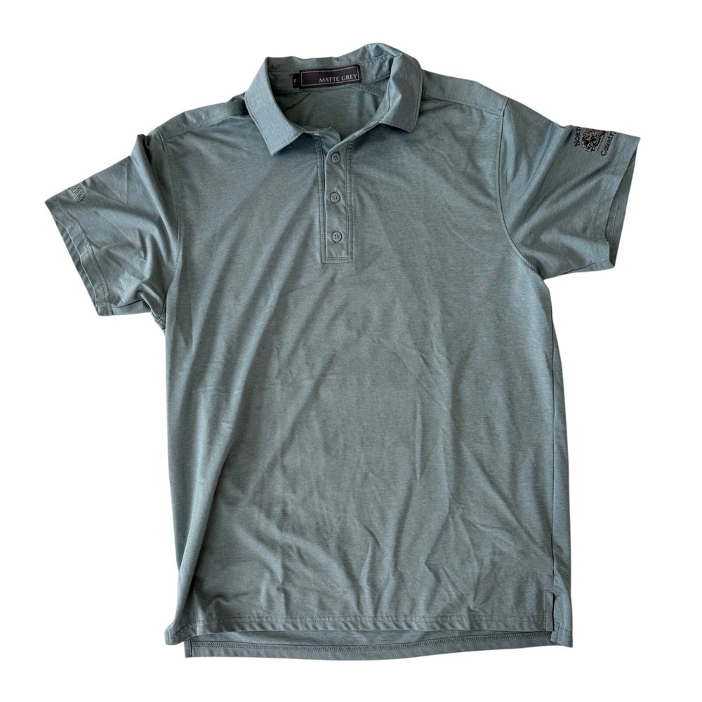 Matte Grey Mens Golf Polo Shirt Medium Green North Ridge Country Club Preppy